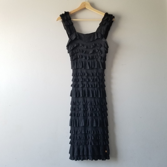Tt Collection Black Ruffle Detail Knit Dress 3 - Picture 7 of 10
